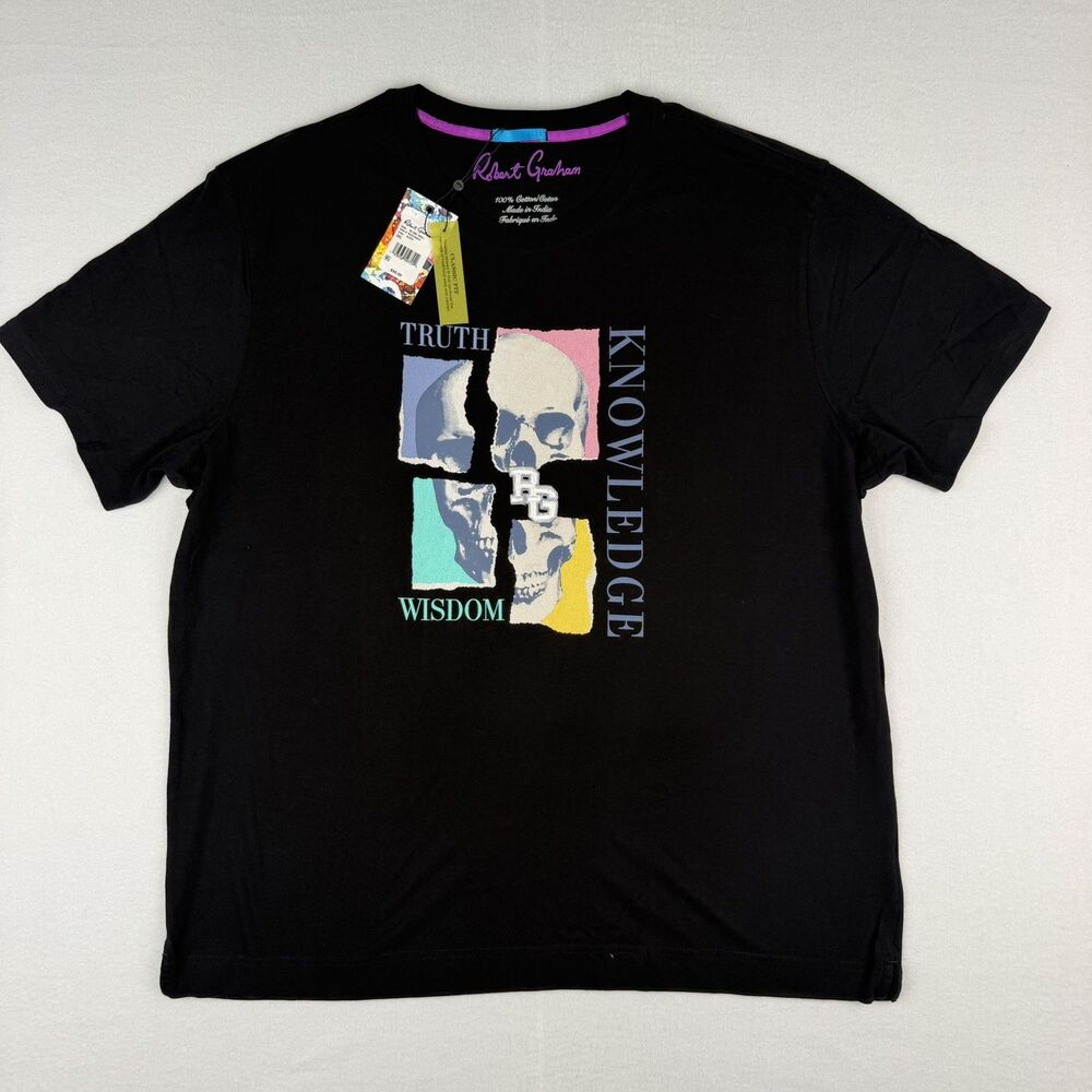 NEW Robert Graham Knowledge Wisdom Truth Skull Black Short Sleeve T-Shirt 3XL